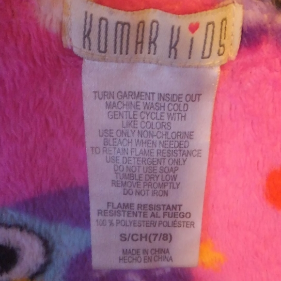 Komar Kids Pink Fuzzy Fleece Robe Baby Owls S 7/8 - Picture 5 of 7